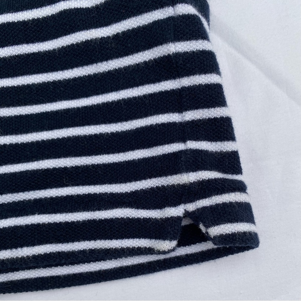 French Connection Navy & White Striped Short Sleeve Polo Shirt - Picture 6 of 7